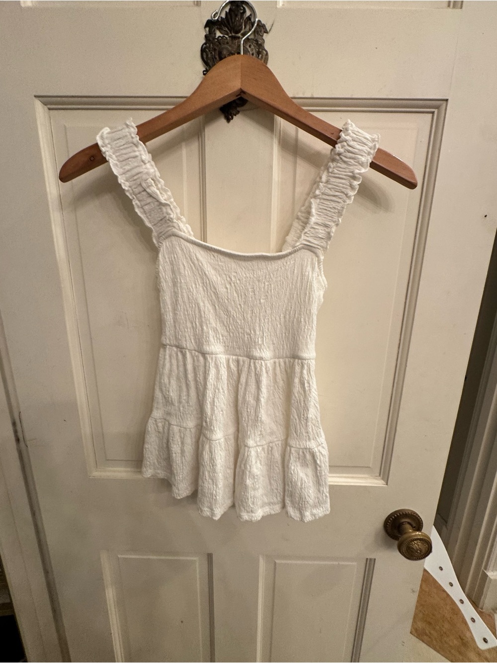 Altar'd State White Ruffle-Strap Tiered Camisole